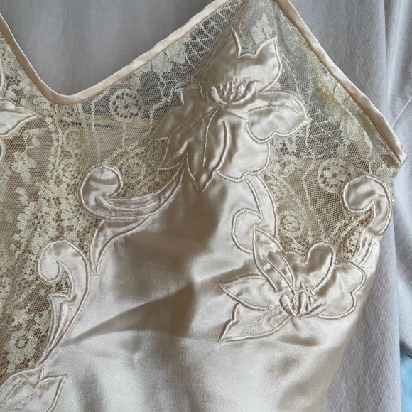 Vintage Silky Satin Lace Embellished Appliqué Net Lace Camisole S / M - Picture 4 of 7